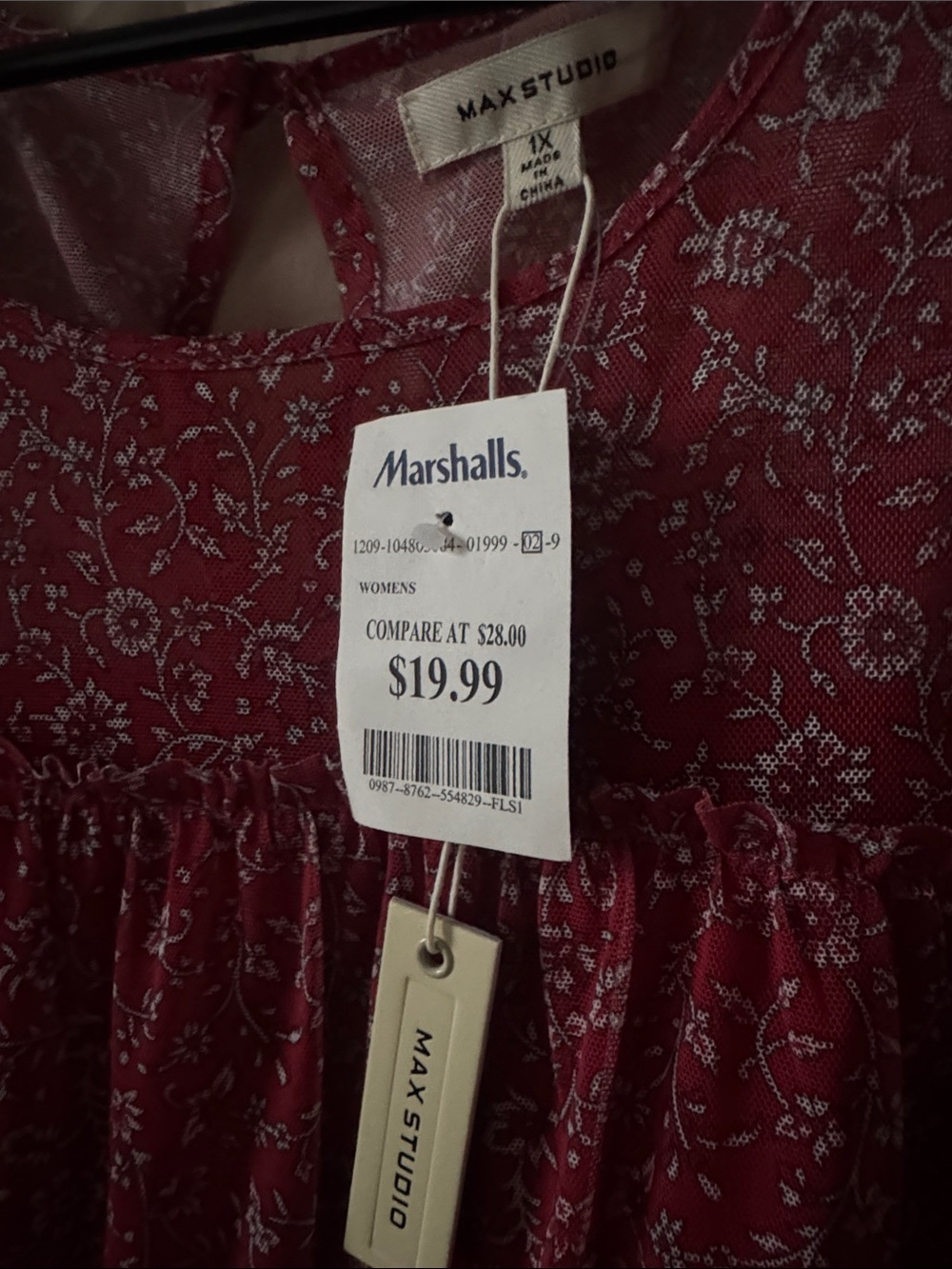 Max Studio Red Floral Boho Blouse - Picture 5 of 5